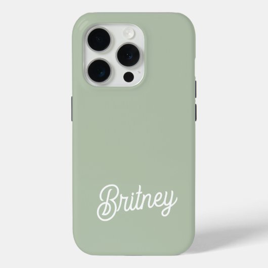 Coques Case-Mate iPhone Monogramme et nom personnalisés de Sage Vert moder (Verso)