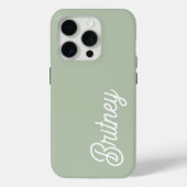 Coques Case-Mate iPhone Monogramme et nom personnalisés de Sage Vert moder (Verso)