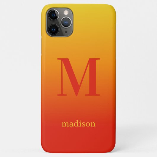 Coques Case-Mate iPhone monogramme et nom personnalisés Dégradé jaune à ro (Dos)