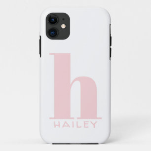 Case-Mate iPhone Case Monogramme et nom simples en rose vif