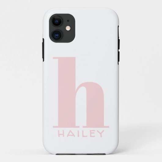 Coques Case-Mate iPhone Monogramme et nom simples en rose vif (Dos)