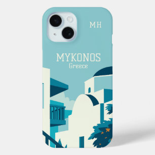 Coque Pour iPhone 15 Monogramme et texte personnalisés Grèce