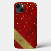 Coques Case-Mate iPhone Monogramme Étoiles Dorées Rouge (Verso)