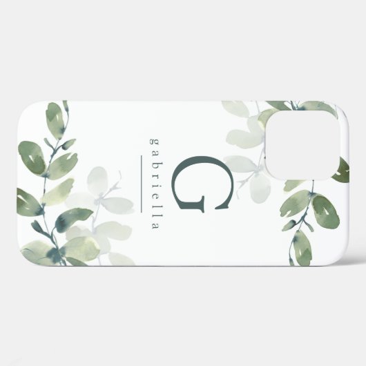 Coques Case-Mate iPhone Monogramme Eucalyptus Botanique (Verso (horizontal))