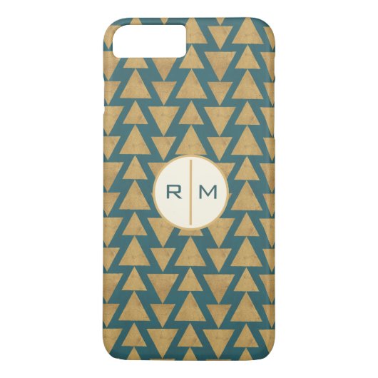 Coques Case-Mate iPhone Monogramme| Extérieur Geo Step| Pat Turquoise Gold (Dos)