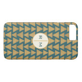 Coques Case-Mate iPhone Monogramme| Extérieur Geo Step| Pat Turquoise Gold (Dos (Horizontal))