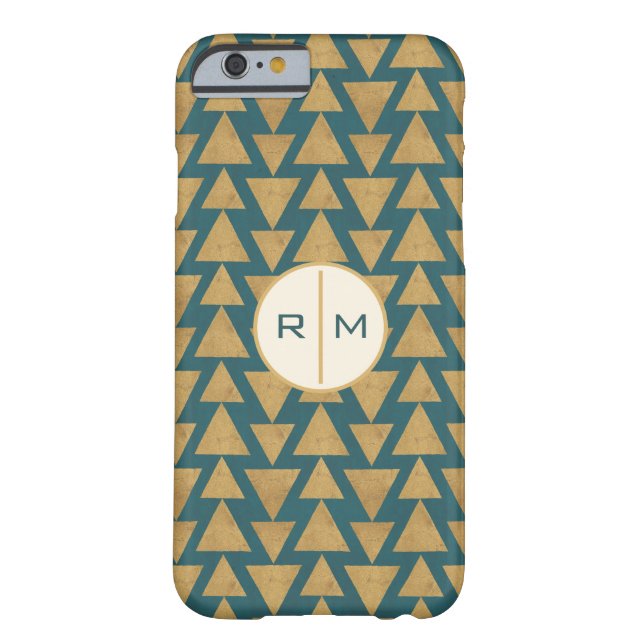Coques Case-Mate iPhone Monogramme| Extérieur Geo Step| Pat Turquoise Gold (Dos)