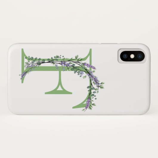 Coques Case-Mate iPhone Monogramme F Lavande Eucalyptus (Dos (Horizontal))