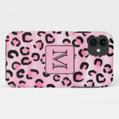 Coques Case-Mate iPhone Monogramme fait sur commande. Copie noire et rose (Dos (Horizontal))