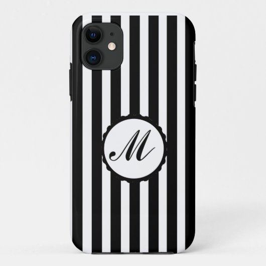 Coques Case-Mate iPhone Monogramme fait sur commande noir et blanc de (Dos)
