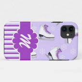 Coques Case-Mate iPhone Monogramme fait sur commande pourpre et blanc de (Dos (Horizontal))