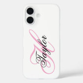 Coques Case-Mate iPhone Monogramme fantaisie noir et rose (Verso)