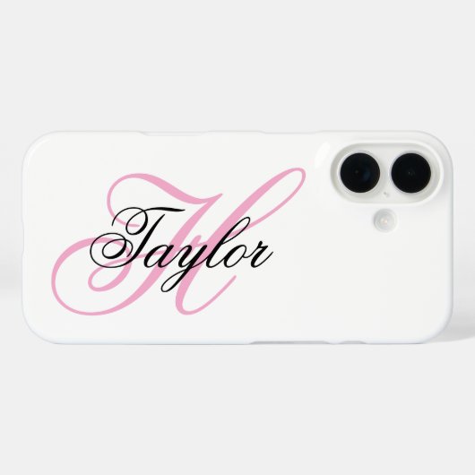 Coques Case-Mate iPhone Monogramme fantaisie noir et rose (Verso (horizontal))