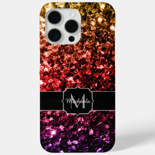 Coque iPhone 15 Pro Max Monogramme faux paillettes scintillantes bling