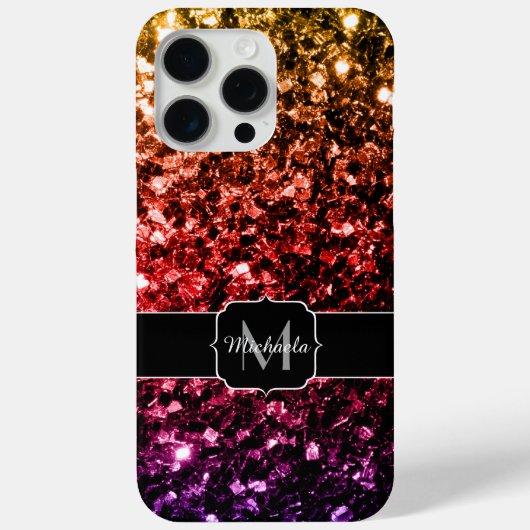 Coques Case-Mate iPhone Monogramme faux paillettes scintillantes bling (Verso)