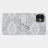 Coques Case-Mate iPhone Monogramme Faux Satin (Dos (Horizontal))