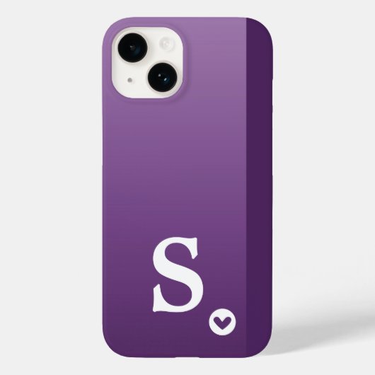 Coques Case-Mate iPhone Monogramme Féminin Coeur Violet Simple Moderne Chi (Verso)