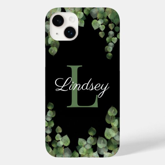 Coques Case-Mate iPhone Monogramme Féminin Élégant Eucalyptus  (Verso)