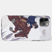 Coques Case-Mate iPhone Monogramme Fille et Cheval Jumping sur Violet Abst (Dos (Horizontal))
