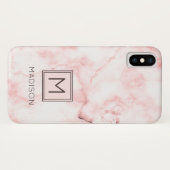 Coques Case-Mate iPhone Monogramme Fille Marbre rose (Dos (Horizontal))
