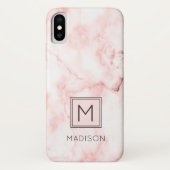 Coques Case-Mate iPhone Monogramme Fille Marbre rose (Dos)