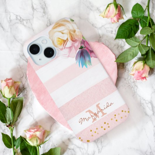 Coques Case-Mate iPhone Monogramme Fille Rose Doux