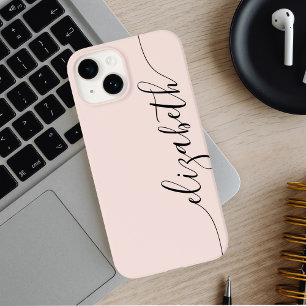 Coque Pour iPhone 14 Monogramme fillette calligraphie rose pâle