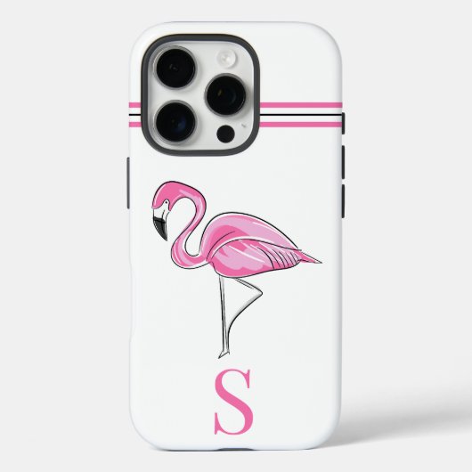 Coques Case-Mate iPhone Monogramme Flamant rose rose (Verso)