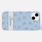 Coques Case-Mate iPhone Monogramme Fleur Botanique Intemporelle Bleu Clair (Verso (horizontal))