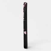 Coques Case-Mate iPhone Monogramme Fleur de Cerisier Noir Rose (Dos/Gauche)