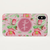 Coques Case-Mate iPhone Monogramme Fleur de Pommier Rose (Dos (Horizontal))