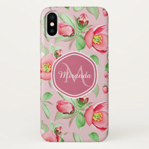 Coques Pour iPhone Monogramme Fleur de Pommier Rose