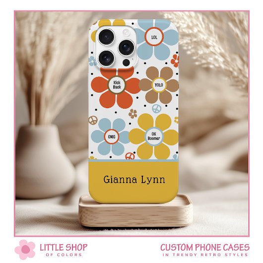 Coques Case-Mate iPhone Monogrammé Fleur de Pouvoir de Style Rétro