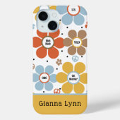 Coques Case-Mate iPhone Monogrammé Fleur de Pouvoir de Style Rétro (Verso)