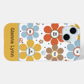 Coques Case-Mate iPhone Monogrammé Fleur de Pouvoir de Style Rétro (Verso (horizontal))