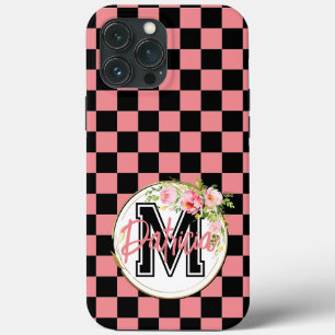 Case-Mate iPhone Case Monogramme Fleur noir PINK Checkerboard