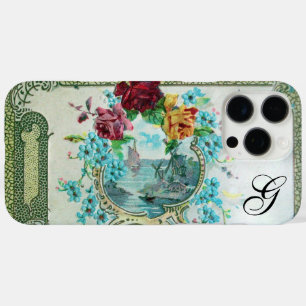 iPhone 16 PRO MAX CASE MONOGRAMME FLEUR ROMANTICA ROSES ET OISEAU VOLANT