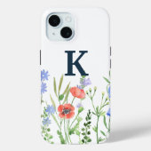 Coques Case-Mate iPhone Monogramme Fleur sauvage aquarelle (Verso)
