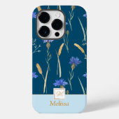 Coques Case-Mate iPhone Monogramme Fleur sauvage Floral Bleu (Verso)