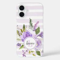 Monogramme Fleurs de Lilas et Rayures