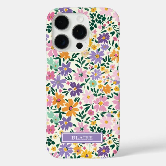 Coques Case-Mate iPhone Monogramme Fleurs Ditsy Violettes (Verso)