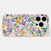 Coques Case-Mate iPhone Monogramme Fleurs Ditsy Violettes (Verso (horizontal))