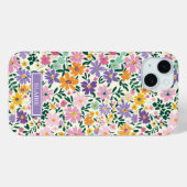 Coques Case-Mate iPhone Monogramme Fleurs Ditsy Violettes (Verso (horizontal))
