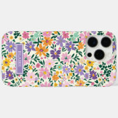 Coques Case-Mate iPhone Monogramme Fleurs Ditsy Violettes (Verso (horizontal))