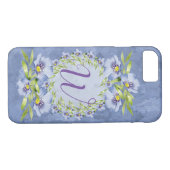 Coques Case-Mate iPhone Monogramme Fleurs Flexibles Bleues (Dos (Horizontal))