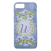 Coques Case-Mate iPhone Monogramme Fleurs Flexibles Bleues (Dos)