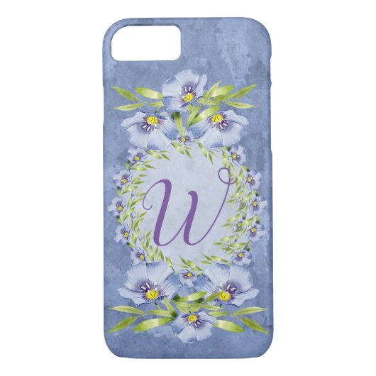 Coques Case-Mate iPhone Monogramme Fleurs Flexibles Bleues (Dos)