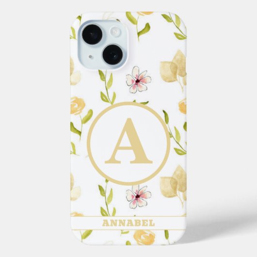 Coques Case-Mate iPhone Monogramme floral (Verso)