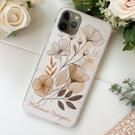 Coques Case-Mate iPhone monogramme floral abstrait boho