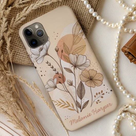 Coques Case-Mate iPhone monogramme floral abstrait boho